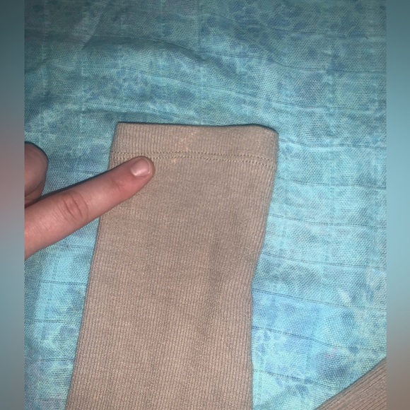 Mimosa Ribbed Long Sleeve Crop Top Beige/Tan - Large - Picture 6 of 10